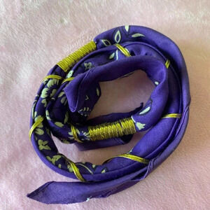 Purple Cotton HatBand with Golden Glittery Lining Design 27" long Adjustable